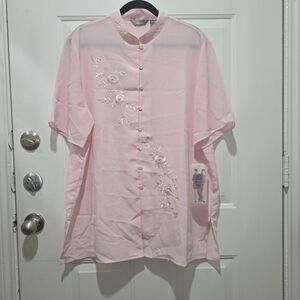 Elegant Pink Embroidered Women's Blouse